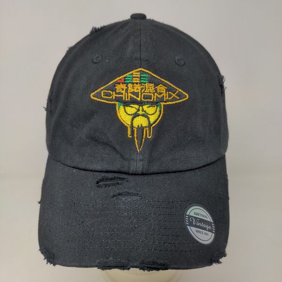 KB Ethos Men's Slideback Hat Black Embroidered Logo Chinomix 100% Cotton - Picture 2 of 8